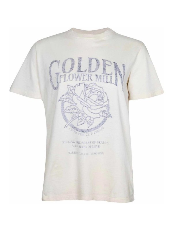GOLDEN GOOSE: t-shirts - journey jersey t-shirt with print