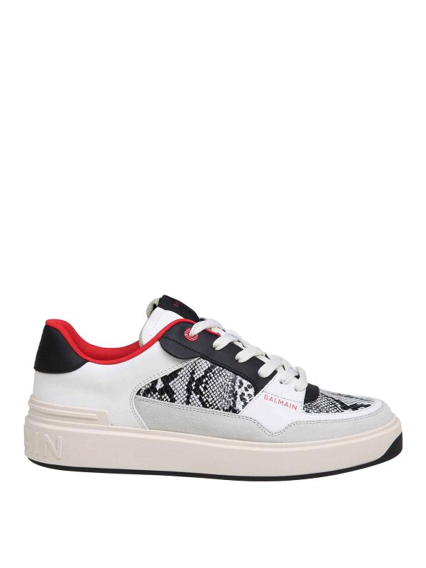 Balmain: trainers - b-court flip sneakers with python effect