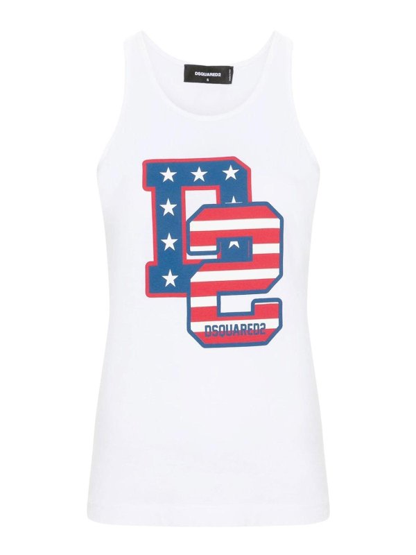 DSQUARED2: Tops & Tank tops - Logo-print cotton tank top