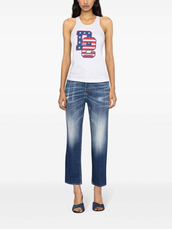 DSQUARED2: Tops & Tank tops online - Logo-print cotton tank top