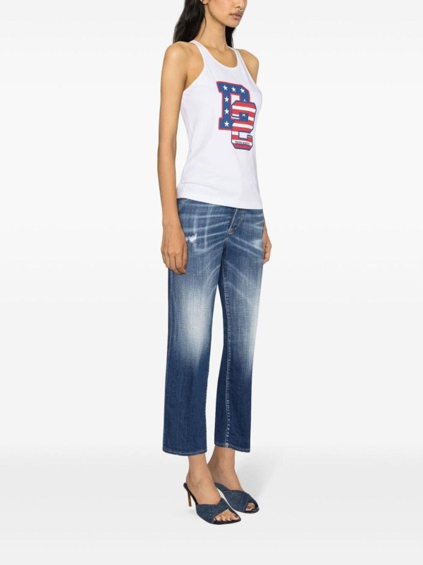 Logo-print cotton tank top shop online: DSQUARED2