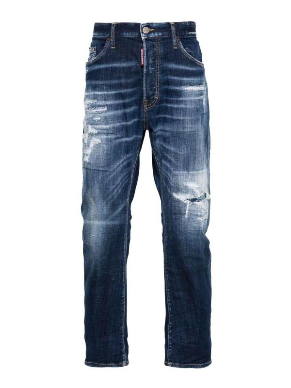 DSQUARED2: Jeans évasés - Jean Bootcut - Bleu Foncé