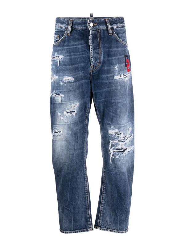DSQUARED2: bootcut jeans - Bro ripped cropped jeans