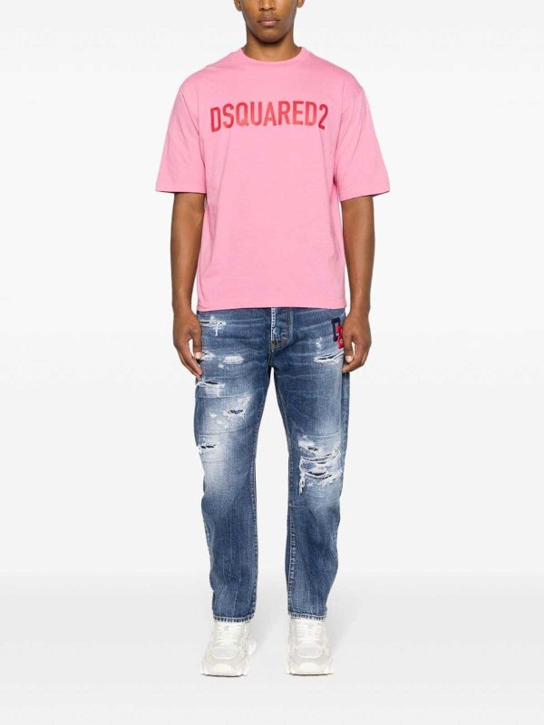 DSQUARED2: bootcut jeans online - Bro ripped cropped jeans