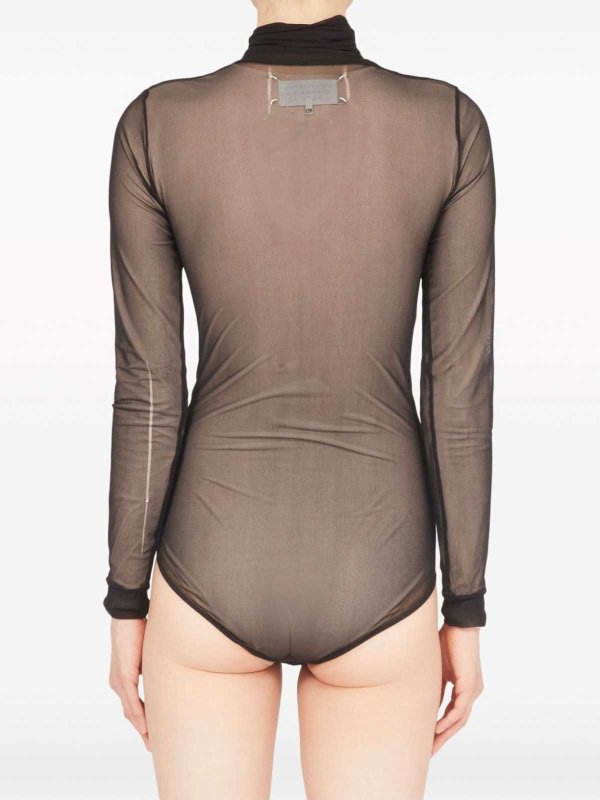 Four-stitch sheer bodysuit shop online: Maison Margiela