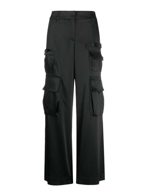 OFF-WHITE: pantaloni casual - Pantaloni cargo in raso