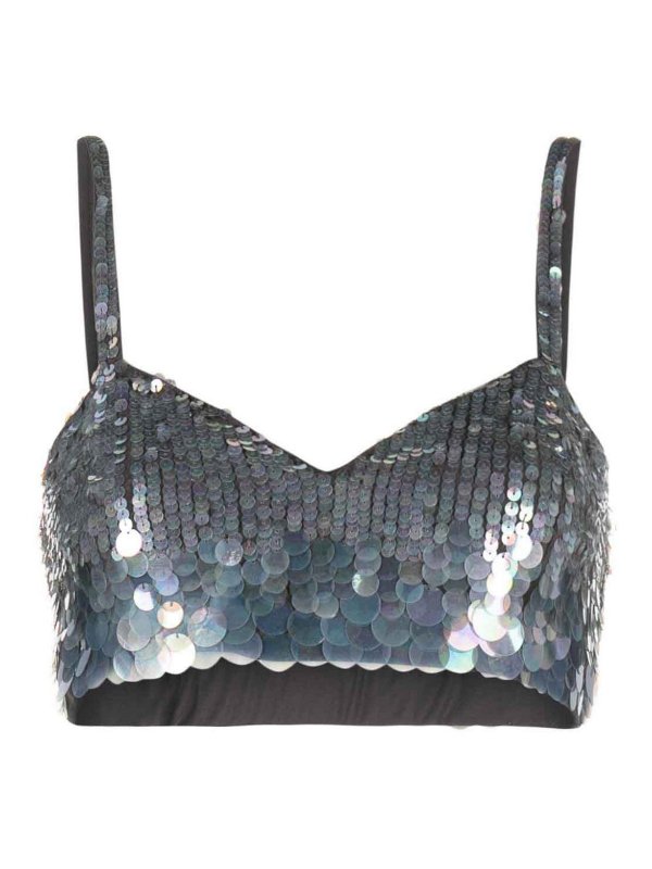 P.A.R.O.S.H.: Tops & Tank tops - Iridescent sequin cropped top