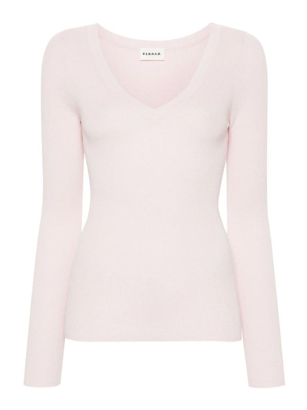 P.A.R.O.S.H.: Tops & Tank tops - V-neck ribbed-knit top