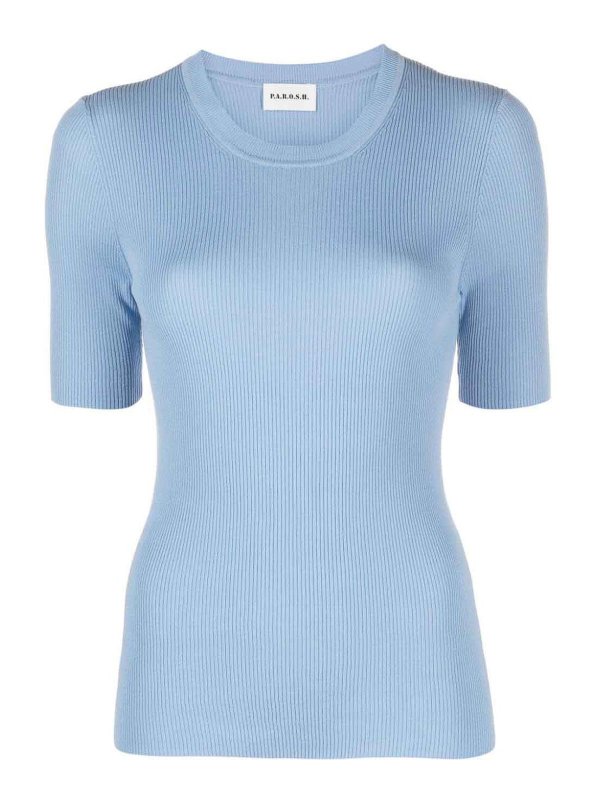 P.A.R.O.S.H.: Tops y camisetas sin mangas - Top - Azul Claro