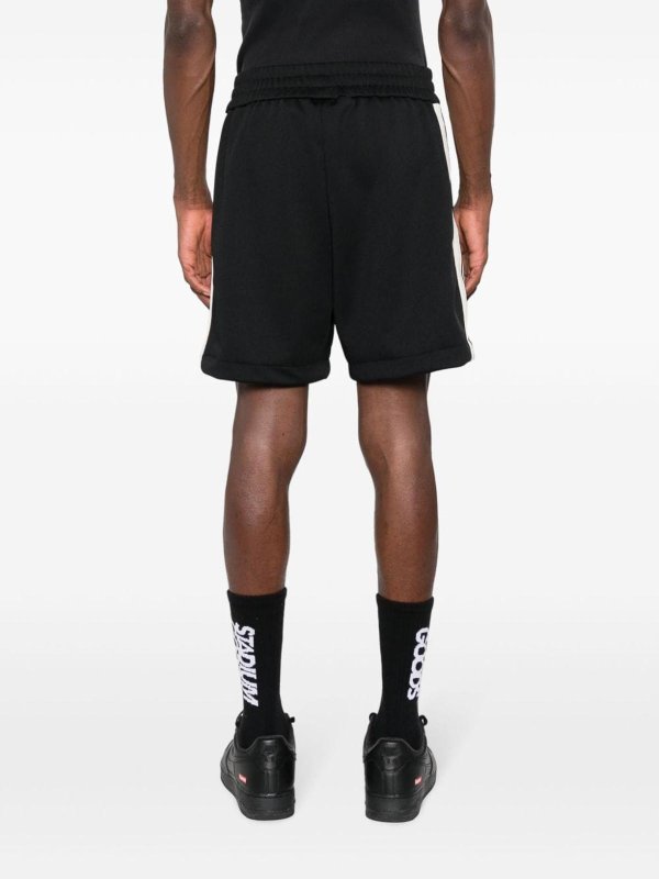 Monogram-embroidered striped track shorts shop online: Palm Angels