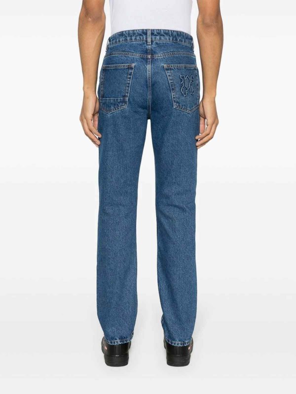 The Best Shops Palm Angels: straight leg jeans - Monogram-embossed straight-leg jeans