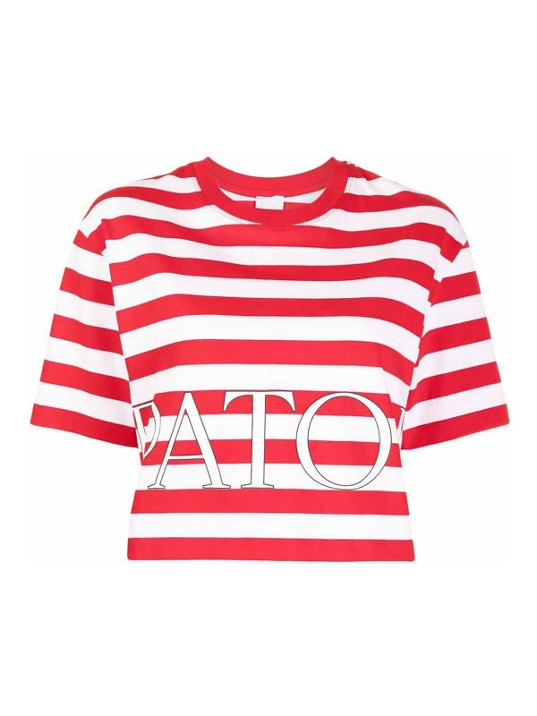 PATOU: t-shirts - Striped cropped t-shirt