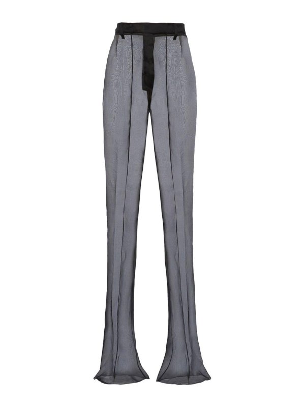 PRADA: casual trousers - Semi-sheer flared trousers