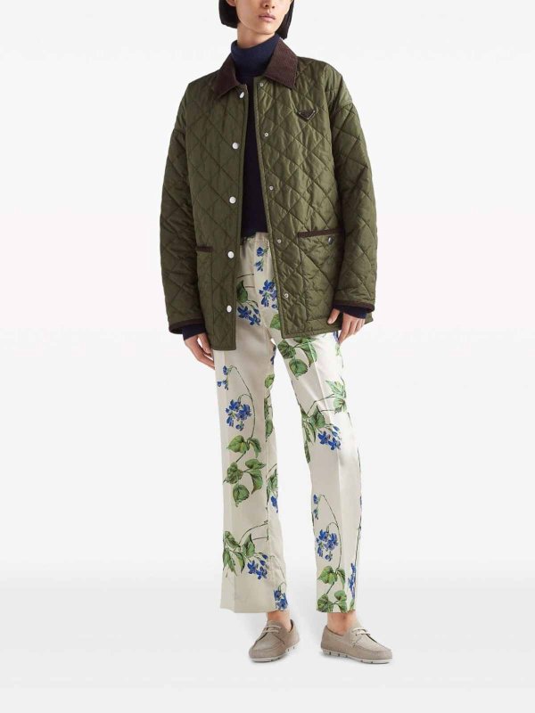 PRADA: casual trousers online - Floral twill trousers
