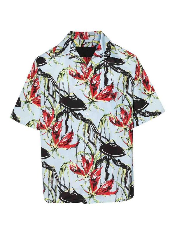 PRADA: shirts - Floral-print cotton shirt
