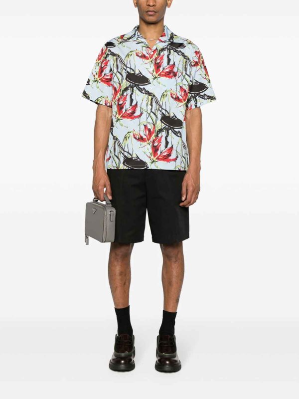 PRADA: shirts online - Floral-print cotton shirt