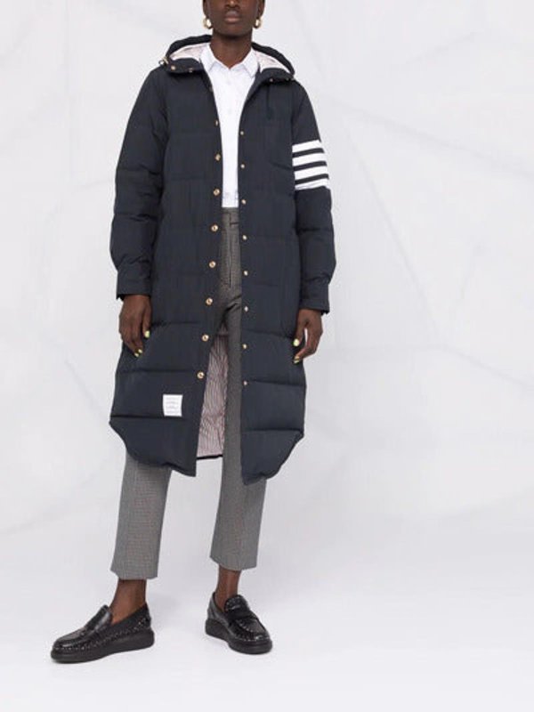 THOM BROWNE: padded coats online - 4-bar hooded padded coat