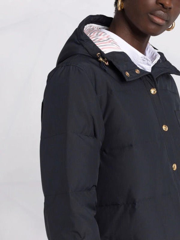 4-bar hooded padded coat shop online: THOM BROWNE
