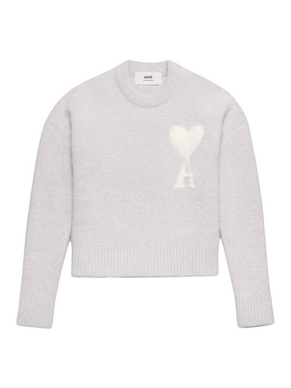 AMI PARIS: Pull col rond - Pull Col Rond - Gris