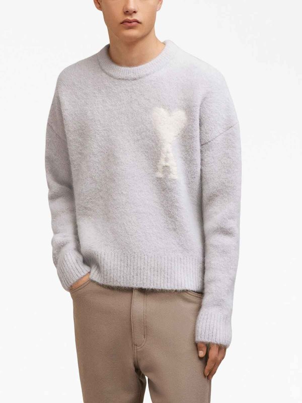 Pull Col Rond - Gris shop online: AMI PARIS