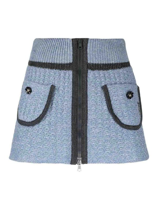 CORMIO: mini skirts - Floral-embroidery knitted miniskirt