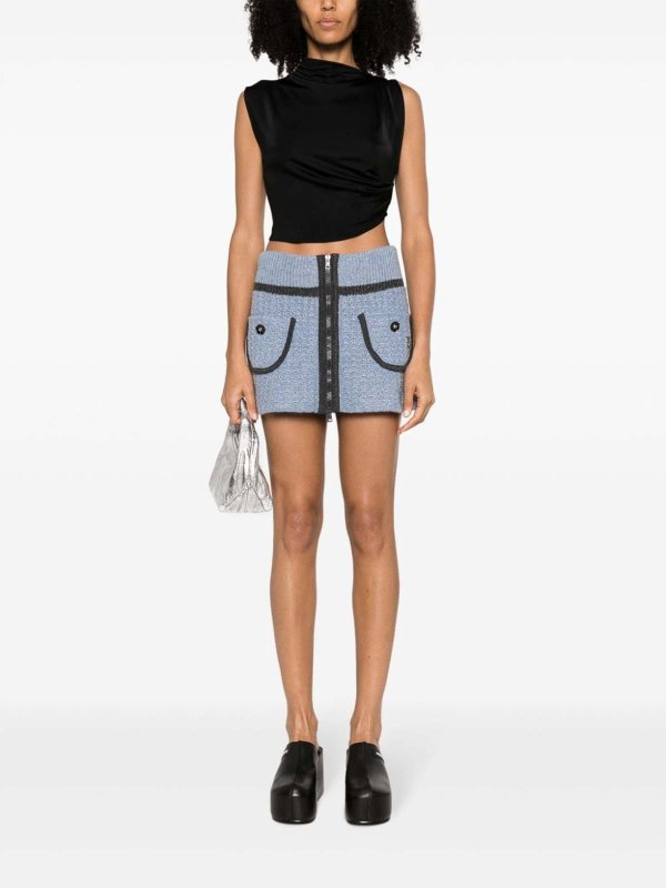 CORMIO: mini skirts online - Floral-embroidery knitted miniskirt