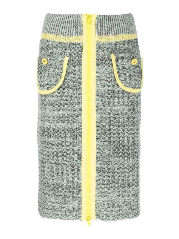 CORMIO: Knee length skirts & Midi - Floral-embroidery knitted skirt