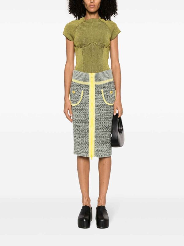 CORMIO: Knee length skirts & Midi online - Floral-embroidery knitted skirt