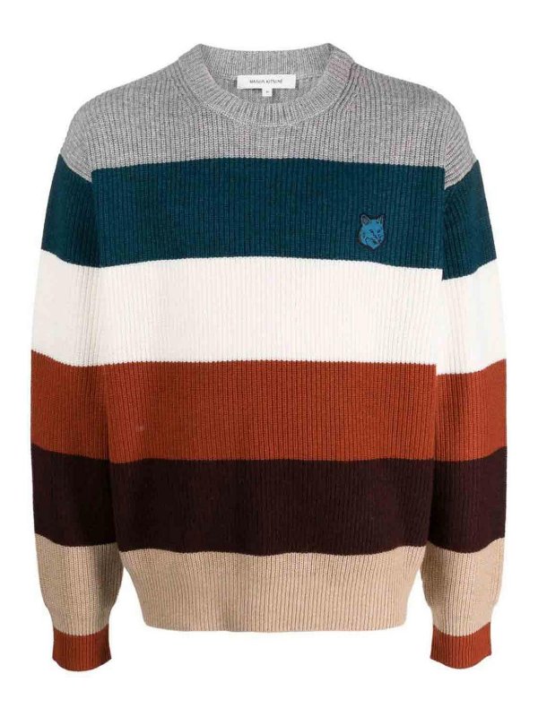 MAISON KITSUNÉ: Suéteres con cuello pico - Suéter Cuello Redondo - Multicolor