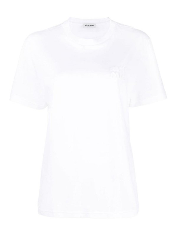 店舗ランキング商品 Miu Miu White Cotton Oversize T-Shirt | tonky.jp