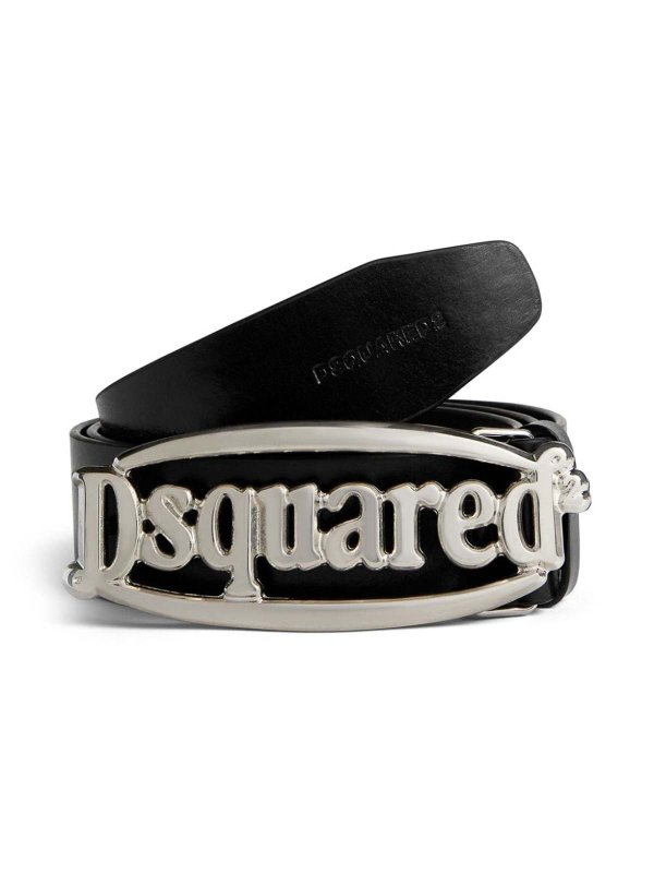 Logo-buckle leather belt shop online: DSQUARED2