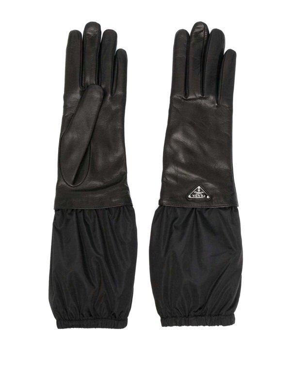 PRADA: gloves - triangle-logo leater gloves