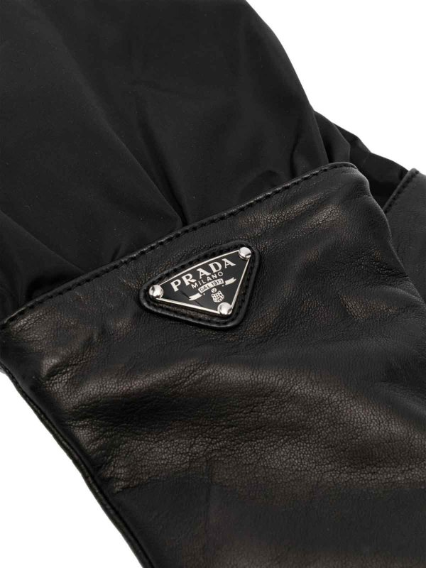 PRADA: gloves online - triangle-logo leater gloves