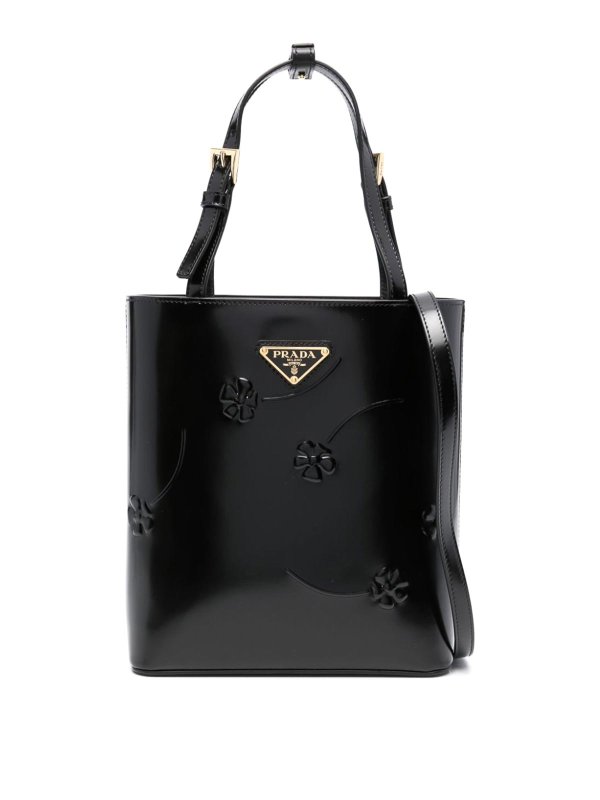 PRADA: totes bags - floral-embossed leather tote bag