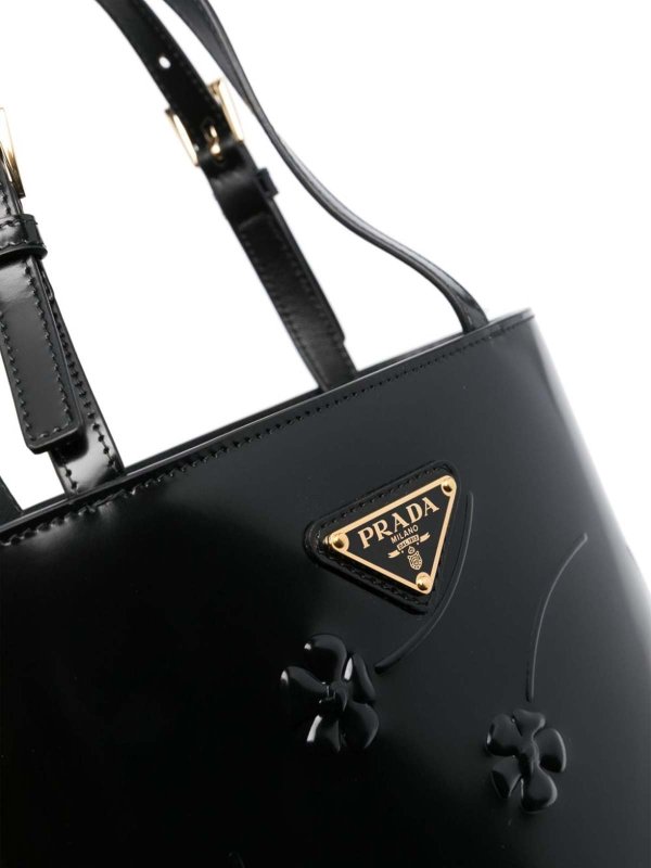 PRADA buy online floral-embossed leather tote bag