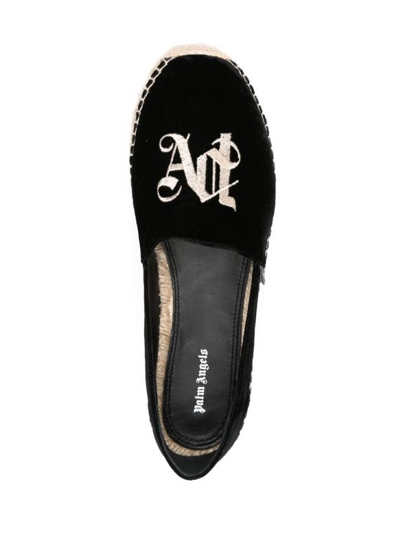 Espadrillas in velluto con logo ricamato shop online: Palm Angels