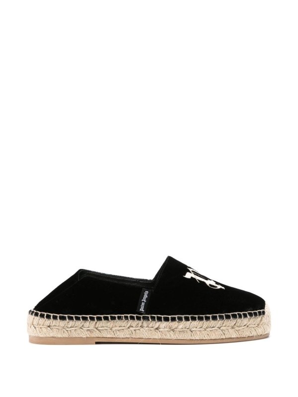 Palm Angels buy online Espadrillas in velluto con logo ricamato