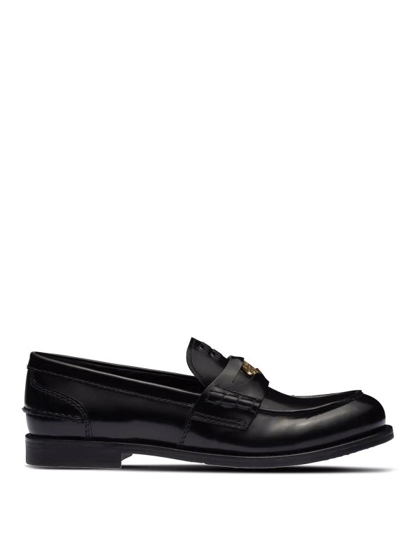MIU MIU: flat shoes - Miu miu leather penny loafers