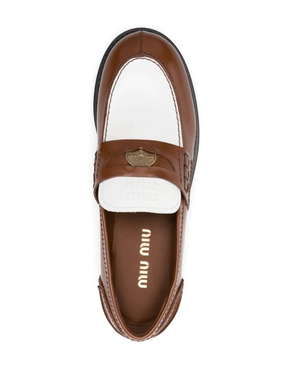 Penny leather loafers shop online: MIU MIU