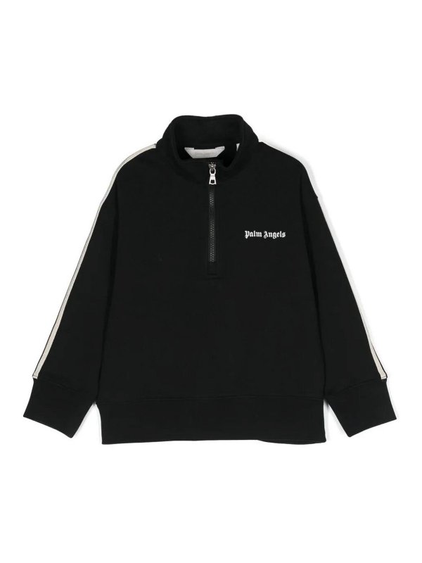 Palm Angels: Strickpullover mit Rundhalsausschnitt - Rundhalspullover - Schwarz