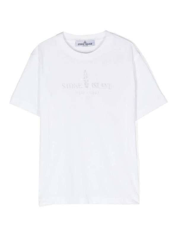 Stone Island Junior: T-shirts - T-Shirt - Weiß