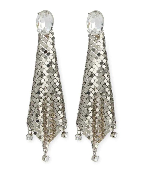 PACO RABANNE: Earrings - Mini mesh pixel strass earrings