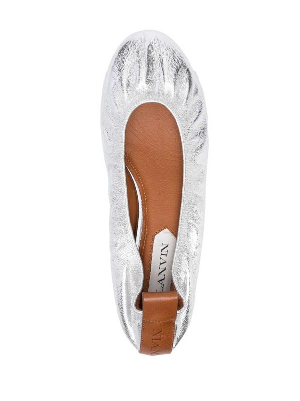 Silver ballet flats shop online: LANVIN