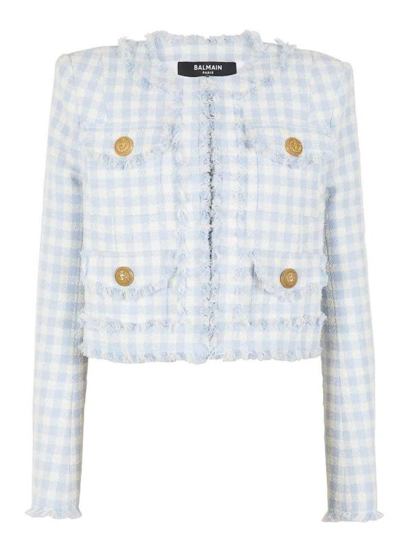 Balmain: casual jackets - Vichy tweed jacket