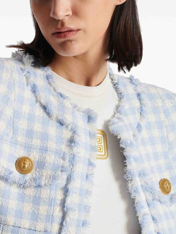 Vichy tweed jacket shop online: Balmain