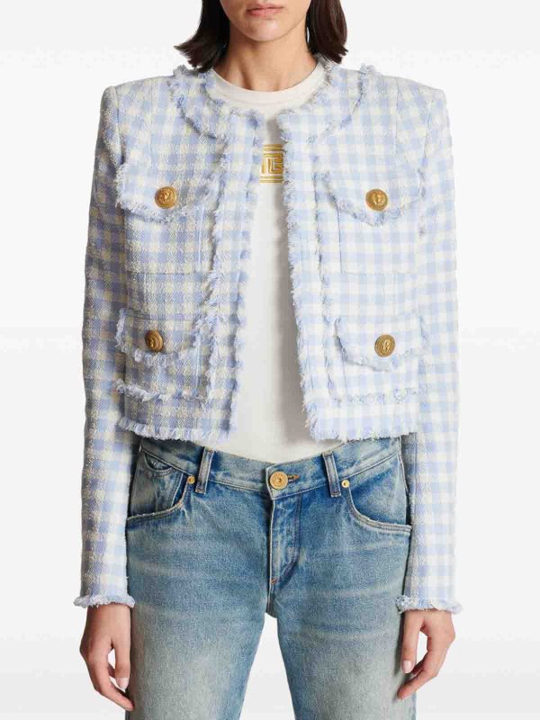 Balmain buy online Vichy tweed jacket