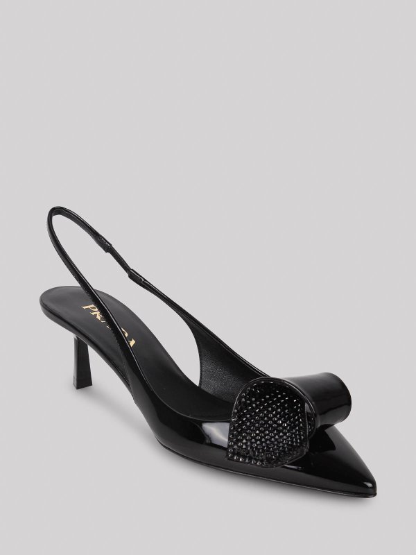 PRADA: court shoes online - Patent leather slingback pumps