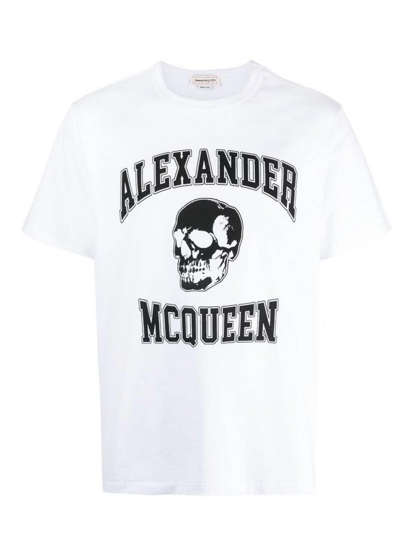 ALEXANDER MCQUEEN: t-shirts - White Texture Skull Print  t-shirt
