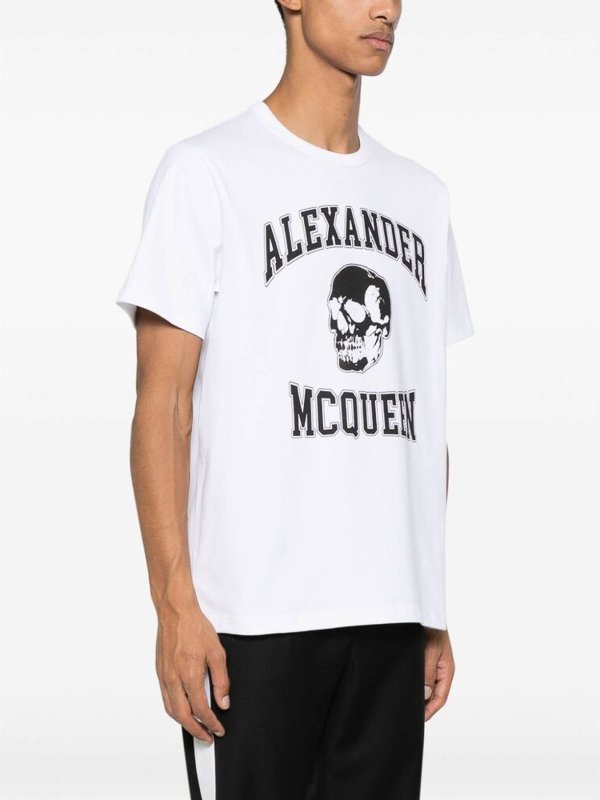 ALEXANDER MCQUEEN: t-shirts online - White Texture Skull Print  t-shirt