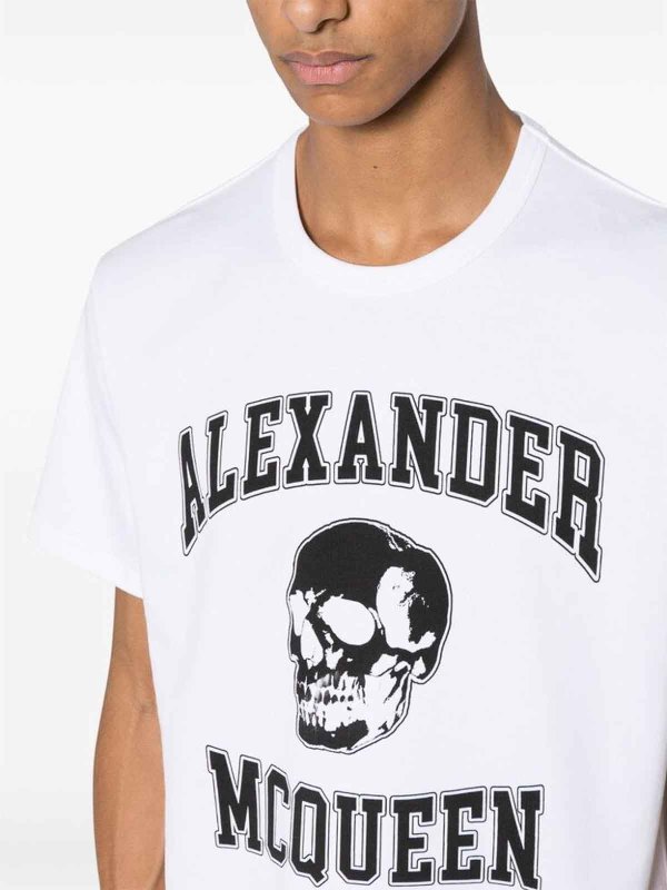 White Texture Skull Print  t-shirt shop online: ALEXANDER MCQUEEN